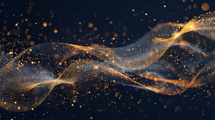 Dark backdrop with a glowing gold garland.