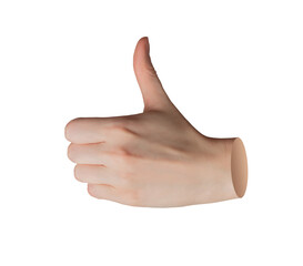 Thumb up hand gesture, finger isolated on white background. OK, good sign, thumbup like, showing positive. Excellent business symbol, success. Side view, cool support, satisfaction., transparent PNG