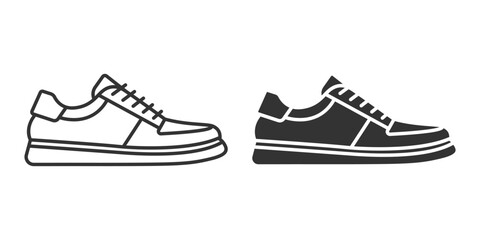 Flat Vector Linear and Silhouette Shoes Icon Set Isolated. Footwear Symbol Set, Design Template, Clipart. Vector Illustration