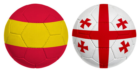 Spain vs. Georgia footballs, team flag isolated on white