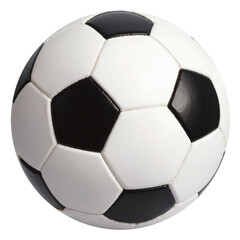 Classic black and white soccer ball isolated on a white background. The ball has a traditional design with pentagonal and hexagonal panels