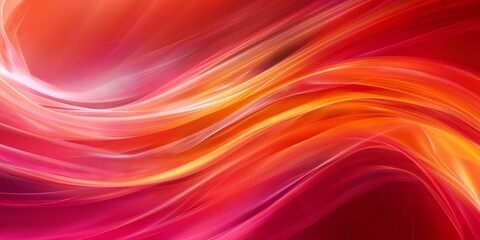 Obraz premium Colorful abstract wave background. Dynamic flowing curves in vibrant red, orange, and pink hues. Ideal for modern design projects, digital art, and vibrant backdrops in creative presentations