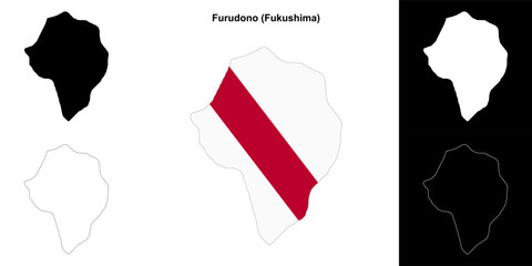 Furudono (Fukushima) outline map set