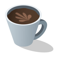 Kaffee - Kaffeetasse - Isometrische Ansicht