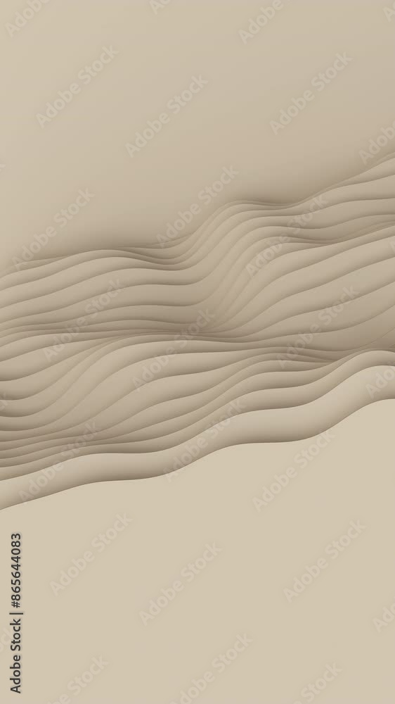 Poster champagne paper cut dark abstract animation background loop. 3d paper craft seamless waves. vertical