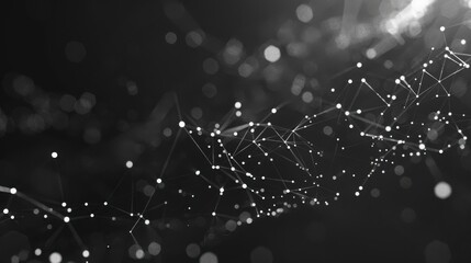 Modern Black and White Network Connections with Geometric Patterns and Futuristic Design

