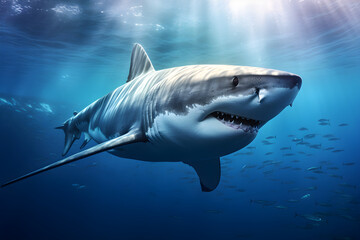 Naklejka premium Underwater Serenity: Capturing the Majestic and Graceful Movement of a Dolphin in its Natural Habitat