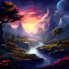 sunset in the mountains