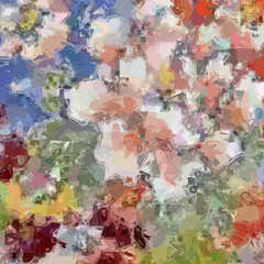 Oil painting and various flowers, butterflies, roses, peonies, beautiful wedding illustrations