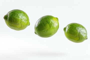 A cluster of limes seemingly defying gravity, floating in the air