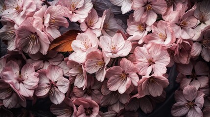 Close-up photo of pink flowers of cherry blossoms. AI generated.