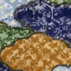 Oil painting and various flowers, butterflies, roses, peonies, beautiful wedding illustrations