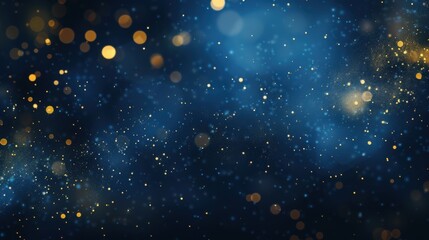 Obraz premium Festive Blue and Gold Bokeh Background with Sparkling Glowing Light and Abstract Brilliance