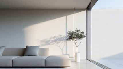 Aesthetic minimalism in architecture, showcasing sleek, uncluttered spaces with neutral color palettes, large glass panels, and subtle textures