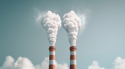 Chimneys releasing heavy smoke against a backdrop of a cloudy sky, visually representing the severe impact of air pollution on our environment.