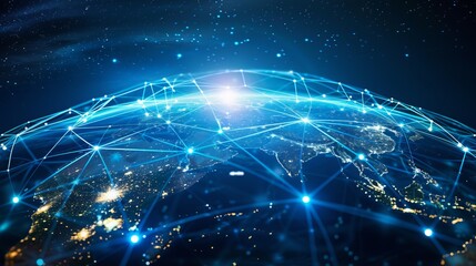 Worldwide network of connections and data processing. Business and technology in a digital world.