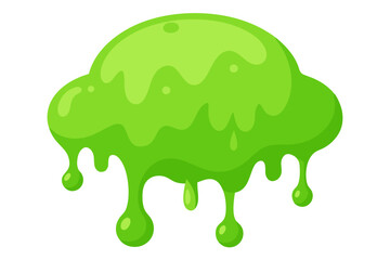 Green slime drips on white, looking like hair or a plant