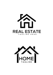 Real estate logo black home icon vector logo