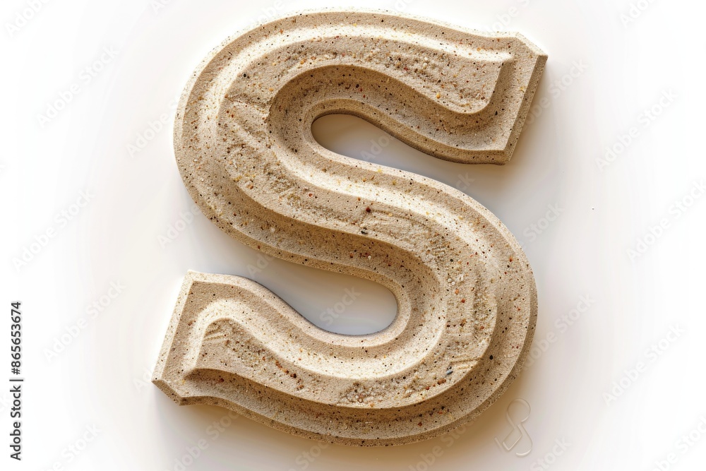 Poster a macro shot of the lowercase letter s on a white background, ideal for use in typography and design
