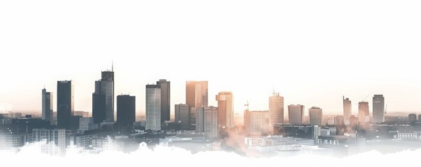 Obraz premium Futuristic Cityscape with Clear Blue Sky for Text Overlay