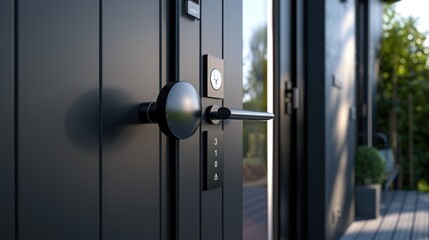 A detailed view of a door handle, perfect for use in real estate or interior design contexts