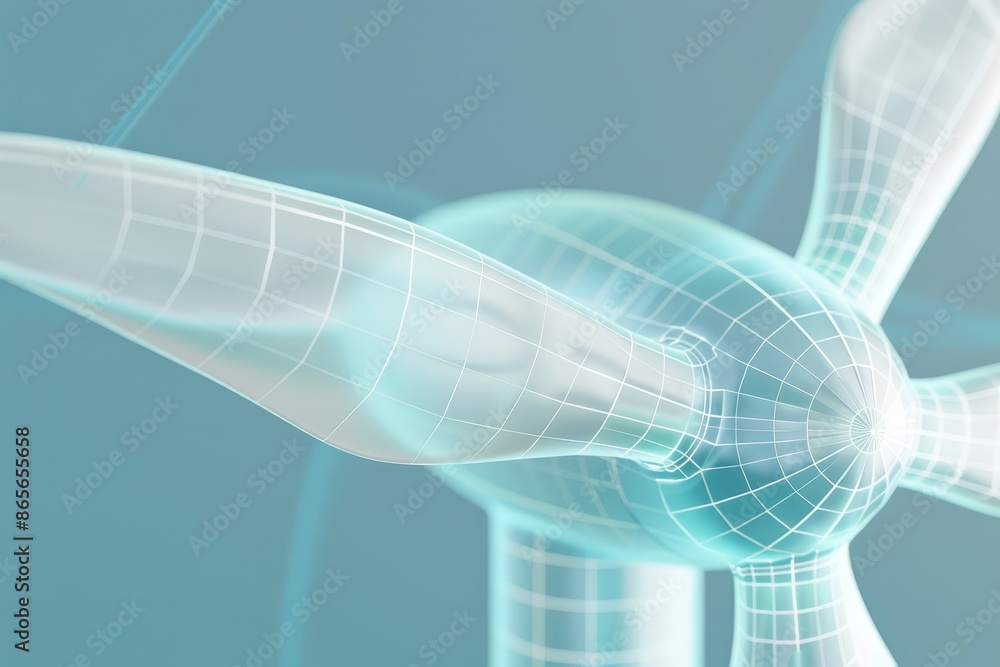 Poster digital design of wind turbine showcasing engineering innovation and renewable energy technology for