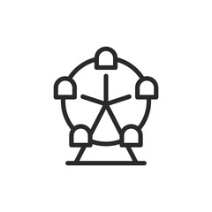 Ferris wheel, linear style icon. Amusement ride. Editable stroke width
