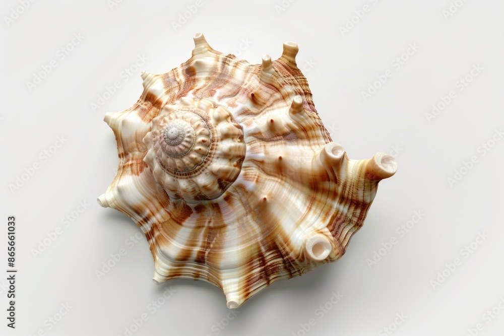 Poster a close-up view of a single shell on a white background, great for use in designs or as a decorative