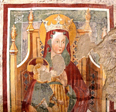 Madonna in trono con Bambino; affresco nella cripta del Santuario del Sacro Monte di Varese
