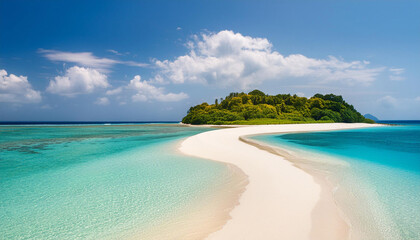 Beach with turquoise water. Tropical relax vacations on the island.