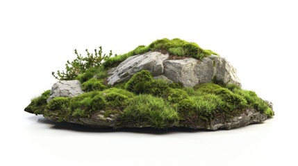 A close-up image of a rock with lush green moss growing on its surface