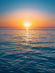Fototapeta premium Calm Seas at Sunrise - Tranquil Ocean HorizonGentle Morning Light