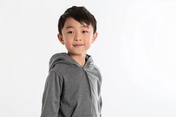 Asian child walking in a white studio background