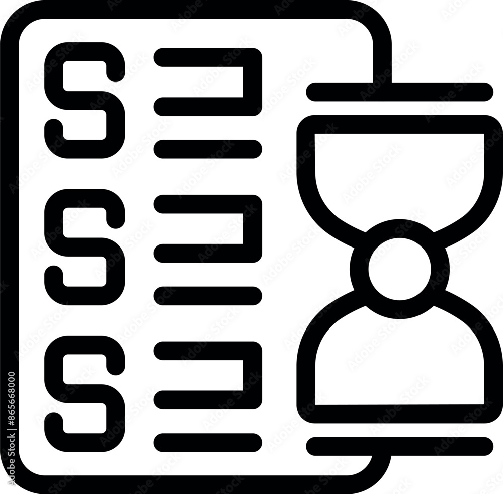 Poster line art icon of a businessman running out of time checking his scheduled goals