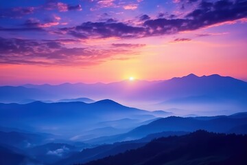 Breathtaking sunset over majestic mountain landscape