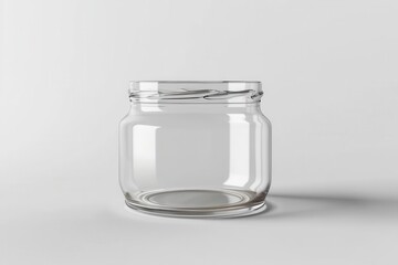 empty clear glass jar isolated on white background hyperrealistic product mockup highresolution png file