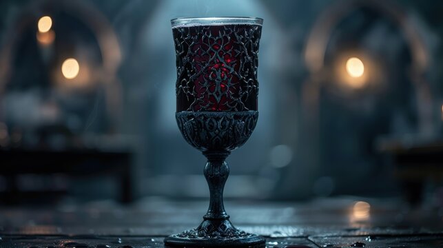 Ornate gothic goblet with red accents