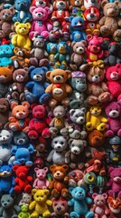 Fototapeta premium large pile of stuffed animals with eyes and noses