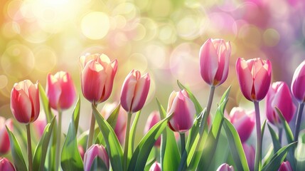 Obraz premium Springtime background with blooming tulip flowers