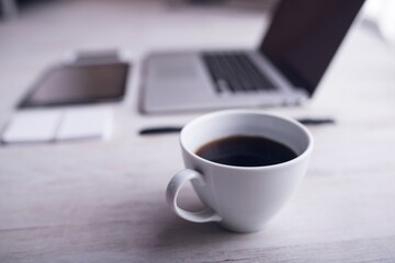 4K Ultra HD Close-Up of Laptop, Coffee, Digital Tablet, and Notebook Ready for a Work Day