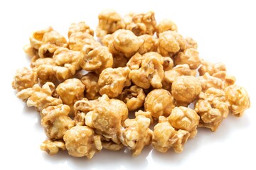 Close-Up of Heap of Caramelized Popcorn on White Background - 4K Ultra HD Image