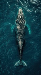 Naklejka premium A huge grey-blue whale in the ocean view topper