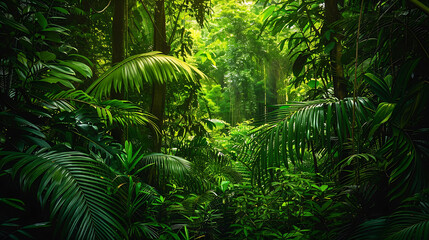 Lush landscape of the Congo Basin Rainforest with its dense canopy and rich biodiversity captured 