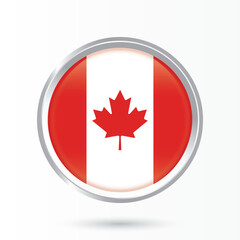 Canada National Flag round glossy and shiny with frame vector Illustration isolated on white background for national day celebrations, holiday, travel, social media, banners, posters, flyers, websites