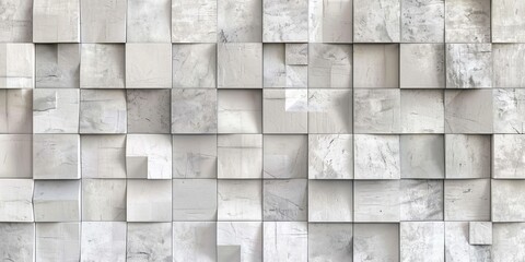 White gray grey 3d stone concrete cement tiles texture with square cubes mosaic tile background panorama banner long, seamless pattern
