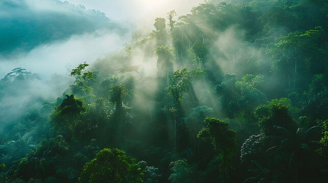 Lush landscape of the Sinharaja Forest Reserve in Sri Lanka featuring dense rainforest and endemic species