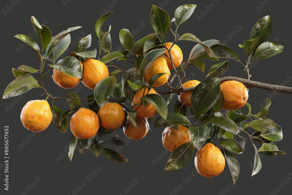 Poster a bunch of oranges hang from a tree branch