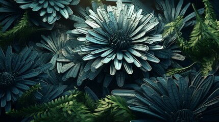 Fototapeta premium A mesmerizing top-view image depicting an abstract, organic design with flowing lines and green leaf-like patterns.