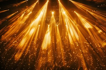 Golden stadium lights with radiant ai generated rays creating a captivating visual spectacle