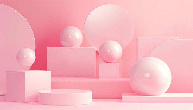 Abstract pink podium platform, product presentation stand, 3d render